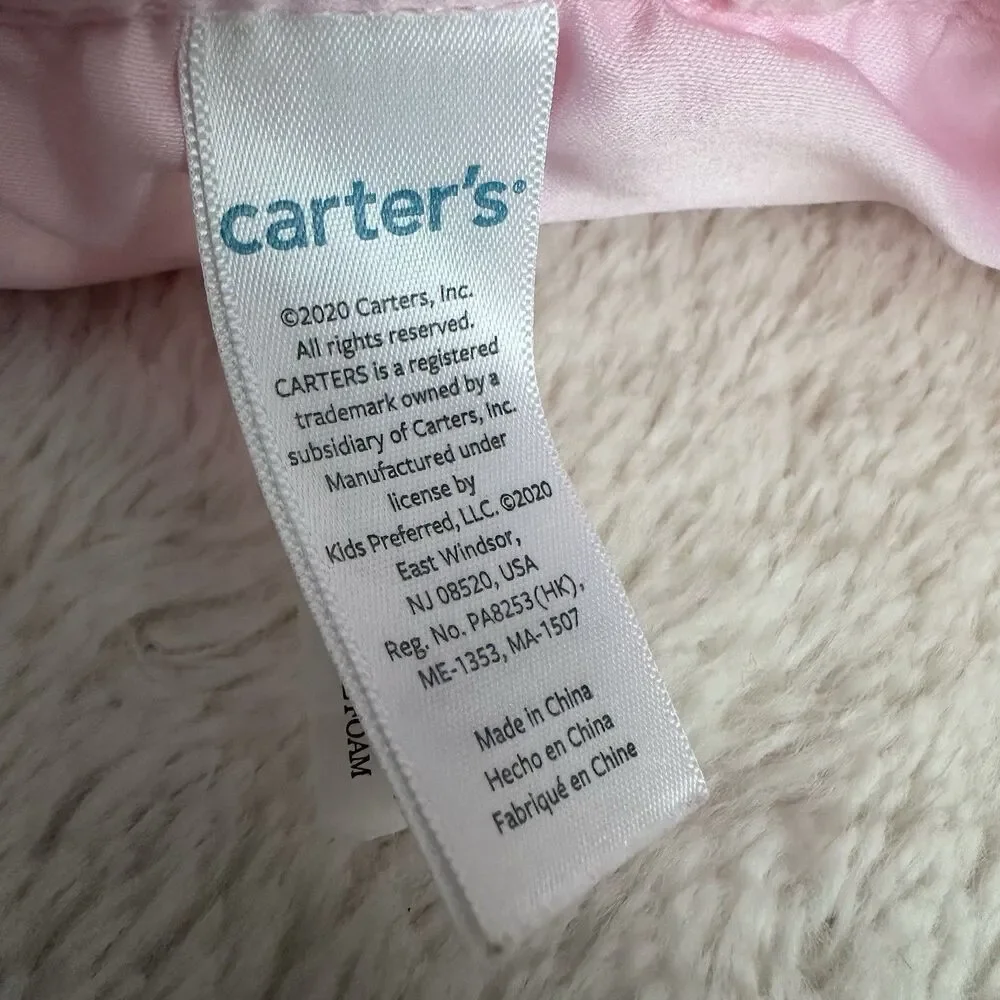Carters Unicorn Lovey Security Blanket White Pink Satin Trim Baby Plush